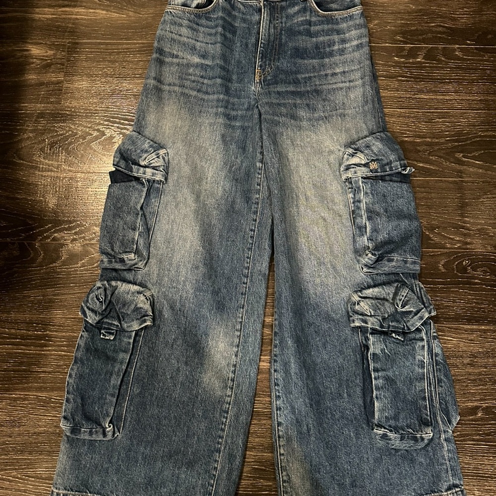 AMIRI Cargo Flare Jeans in Denim Blue